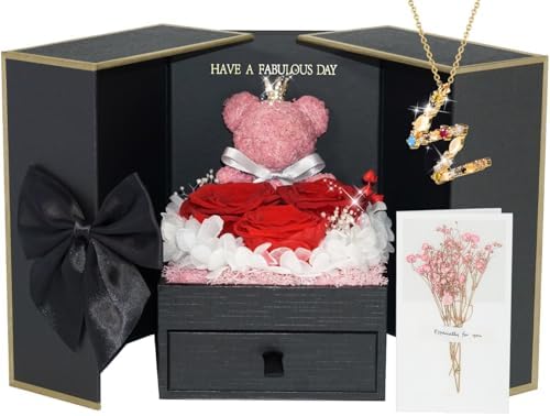 preserved rose box and necklace gifts for her