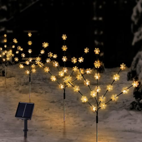 TAILERRI Solar Christmas Pathway Lights for Outside, 4 Pack Artificial