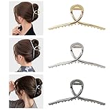 3 Pack Extra-Large Metal Clips for Thick & Long Hair, 5.3in Hair Clips for Women, Big Banana Clips in Gold for Styling and Securing Hairstyles
