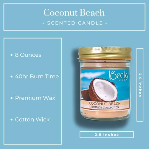 Becky Home Coconut Beach Scented Candle In Clear Mason Jar thumb #1