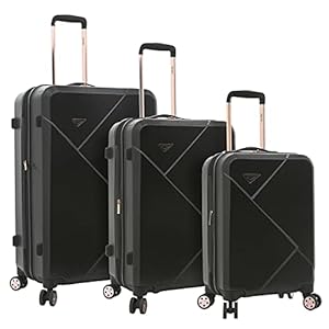 kensie Women’s Dawn Hardside Spinner Luggage, Black, 3-Piece Set (20/24/28)