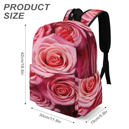 Elegant Rose Flower Printed Backpack Water-Resistant Pack Stylish Bag Lightweight Travel Backpack3