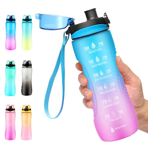 Binudum Trinkflasche Motivations Wasserflasche mit Zeitmarkierung, Sport Tritan BPA freie auslaufsichere Wasserflasche für Jugendliche, Erwachsene, Fitnessstudio (Blau Violett, 25oz/750ml) Binudum Trinkflasche Motivations Wasserflasche mit Zeitmarkierung, Sport Tritan BPA freie auslaufsichere Wasserflasche für Jugendliche, Erwachsene, Fitnessstudio (Blau Violett, 25oz/750ml)