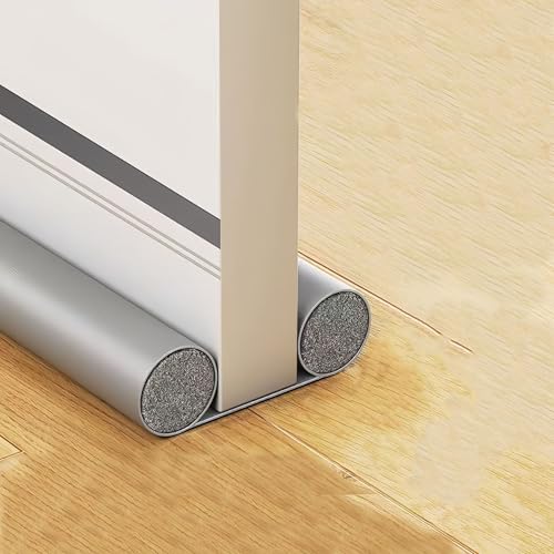 GoodTool Window Breeze Blocker Adjustable Door Sweeps Door Draft Stopper Insulator Door Sweep Leather Door Bottom Seal Strip for Draft Insulation and Sound Reduction 95cm (Grey)