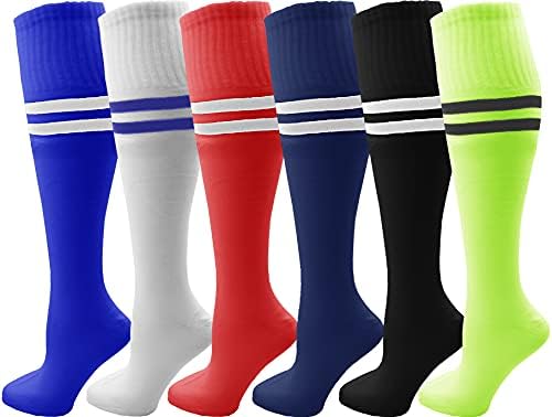Winterlace Kids Soccer Socks, 6 Pairs for Boys Girls, Youth Knee High Athletic Sports Football Gym School Team Pack Children (as1, alpha, m, regular, Assorted)
