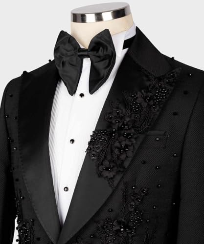Men's Small Waffle Black Diamonds Jacquard Blazer One Button Suit Jacket for Wedding/Formal/Party Coat2