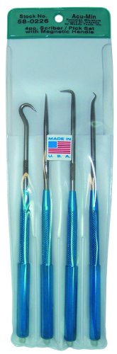 Moody Tools 58-0226 4-Piece Magnetic Handle Scriber Pick Set