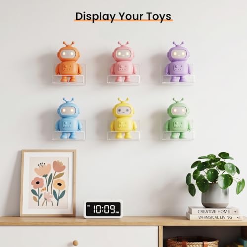 Image of upsimples 4 inch Acrylic Shelves, Small Shelf for Wall Decor and Display, 4 Pcs | Small Floating Shelf for Plants, Speaker, Toys, Invisible Wall Display for Bathroom, Bedroom, Living Room, Room Decor