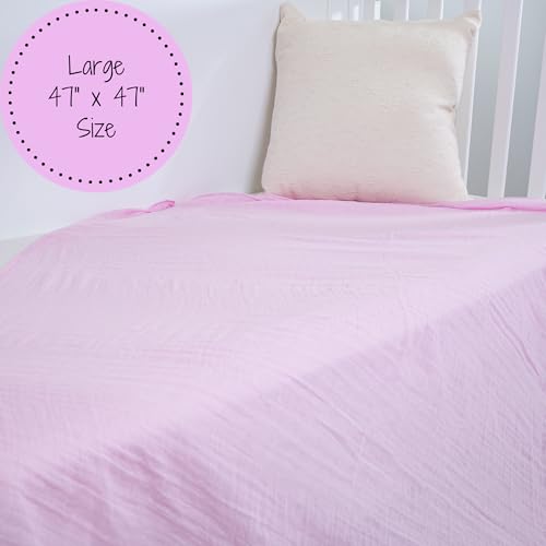 Image of LollyBanks Muslin Swaddle Blankets 2 Pack, 100% Cotton Baby Blanket for Girls, Soft and Breathable 47 x 47 Inches Newborn Receiving Blanket, Newborn Essentials Must Haves (Pink Golf and Pink)