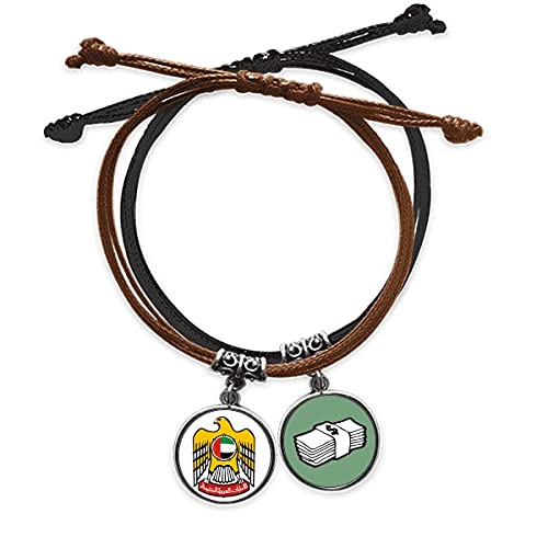 Pulsera de los Emiratos Árabes Unidos cuerda mano cadena cuero dinero ajustable para hombre y mujer