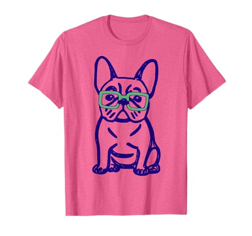 Cute French Bulldog Graphic with Glasses Pop Art Frenchie T-Shirt