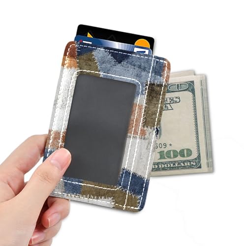 Multi Color Patched Cloth Pattern leather mens slim wallet With ID Window RFID Blocking credit card protector for men&women4