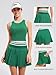 Two Piece Tennis Skirt Set for Women High Waisted Pleated Athletic Golf Skirt Sets Women 2 Piece Outfits with Pockets Green