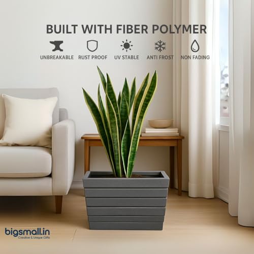 Image of Bigsmall Designed Plant Pots, Premium Durable Polymer Flower Pots for Indoor & Outdoor Plants - Lightweight, Stylish, and Weather-Resistant Garden Planters (Iris-Grey Marble, 14 Inch)
