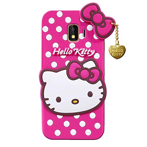 Image of Unirock Hello Kitty Back Case Cover for Samsung Galaxy J2 Core| 3D Cute Hello Kitty Case |Soft Silicone Rubber Back Cover with Pendant Kitty Cover for Samsung Galaxy J2 Core (Pink)