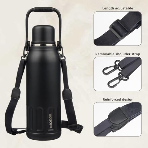 Image of BJPKPK Stainless Steel Insulated Bottle with Handle & Strap, 50oz