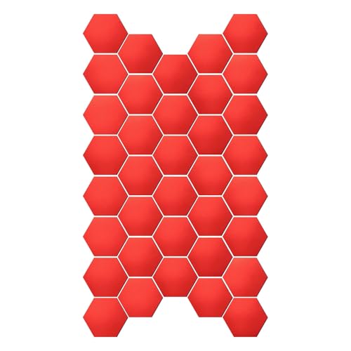 Vinilos adhesivos espejo hexagonal rojo 36 piezas