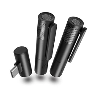 Wireless lavalier Microphone for iPhone iPad，Wireless Clip on Microphones，Wireless Lapel Mic for Video Recording,tiktok (Type-C, Black)