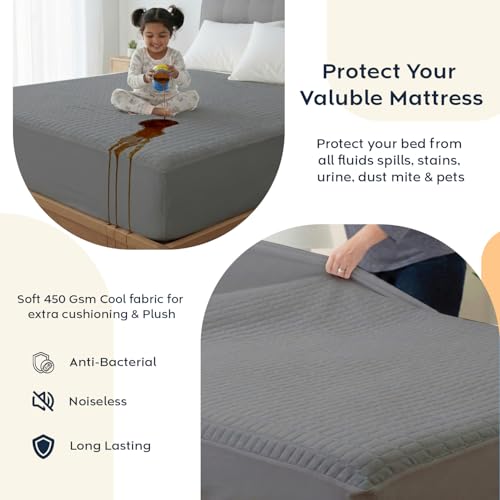 Image of Ayka 100% Waterproof Quilted Mattress Protector King Size 72x72 inch Breathable Noiseless Ultra Soft Fitted Bed Protector Mattress /Bed Cover (Grey, King (72 * 72 inch))