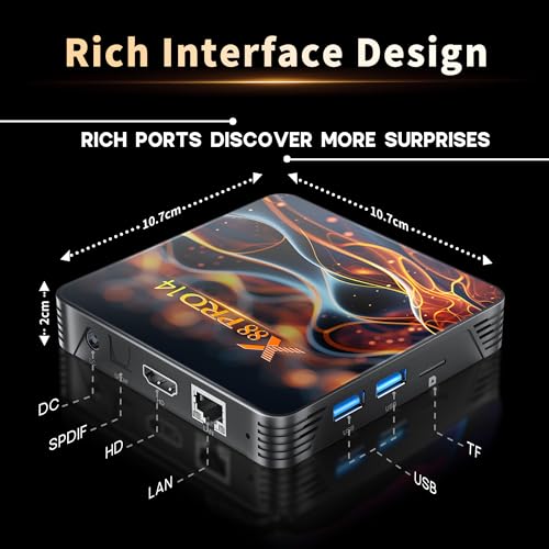 GREVA 8K Android 14.0 TV Box 2025, Android Box 2GB RAM 16GB ROM, Smart TV Box Internet RK3518 Chipset Ondersteuning 2.4GHz/5.0GHz Dual WiFi6 HDR10 BT5.0 USB3.0 Ethernet LAN 3D HD Bluetooth 5.0 - Afbeelding 4