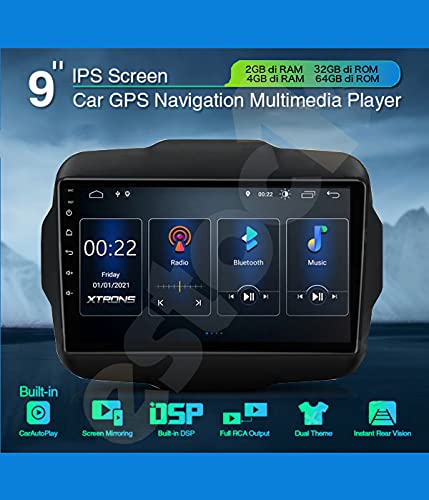 ESTOCK1 Car tablet Android 11 per Jeep Renegade Carplay integrato 2015-2021 4GB di ram 32GB di rom 9 pollici GPS autoradio navigatore WI-FI Bluetooth MirrorLink