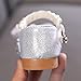 Princess Shoes for Kids Fashion Summer Girls Sandals Dress Performance Dance Shoes Sequin Pearl Mesh Bow Buckle Princess (Silver-1, 21)