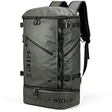 HIMZ WARRIOR Camping Backpack with Lunch Compartment, Water Resistant Mens Backpack Insulated for Work, 17 inch Laptop Bag, Carry On Backpacks for Airplane Beach Travel, Green