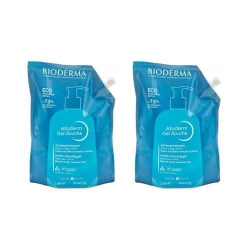 Eco-Recharge Gel Douche Ultra-Douceur | Mousse Nettoyante | Hydrate, Adoucit & Protège | Peaux Sensibles & Sèches | Texture Onctueuse & Parfumée | Sans Savon | Fabriqué en France | Lot de 2x1L