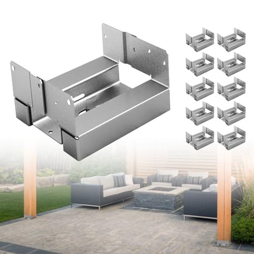 LARIFULL 4x4 Post Base (Inner Size 3 1/2 \"x3 1/2\") Adjustable Wood Post Brackets for Concrete for Deck/Patio/Gazebo/Pergolaâ€¦ (10)