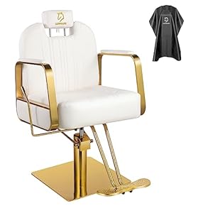 Reclining Barber Chair Salon Chair Rolling Swivel Hair Stylist Hydraulic for Hair Salon 360 Degrees Tattoo Salon Beauty Spa Chair Styling Equipment – White