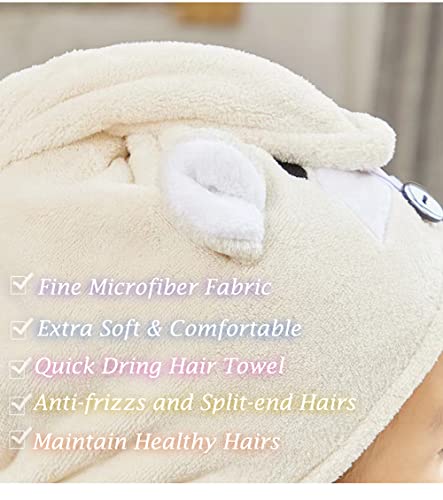 Cysocool Anti-Frizz Kinder Mikrofaser Haarturban mit Knopf, Mädchen Schnelltrocknend Haartrockentuch Turban Weiche Haar Handtuch Saugfähig Verdrehter Turban Kopfhandtuch Hut für alle Haartypen