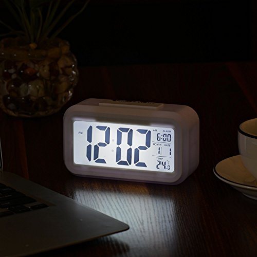 Keetech Led Alarm Clock Creative Large Digital Display Snooze Function With Temperature And Electronic Calendar Luminous (White) #TOP3
