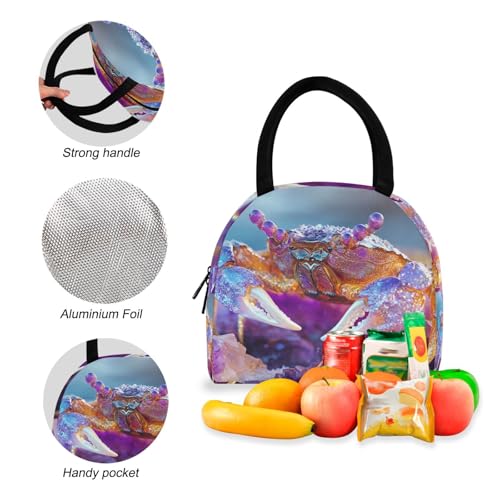 Aesthetic Crab Print Backpack Set with Lunch Bag, Large Capacity Travel Backpacks and Lunch Box Insulated for Commute Hiking Picnic4