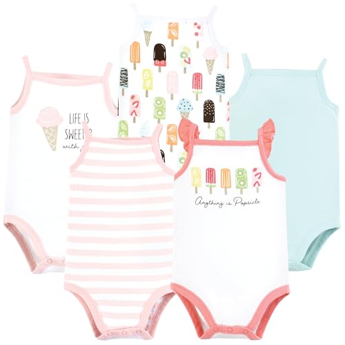 Touched by Nature Infant Girl Organic Cotton Bodysuits, Popsicle, Preemie