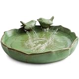 Bain d'oiseaux pour jardin, mangeoires en céramique de 24 cm, abreuvoir à graines pour jar...