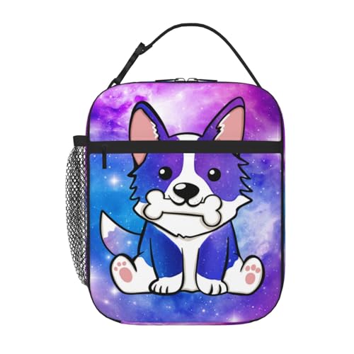 Galaxy Cute Dog Insulated Lunch Bag,Kids Lunch Box for Girls Boys Teens