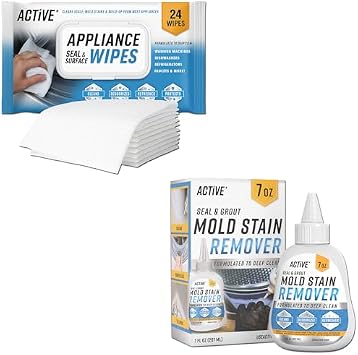 ACTIVE Mold Stain Remover Gel and Appliance Cleaner Wipes - Includes 7oz Mold Stain Remover and 24pk Appliance Surface Cleaning Wipes