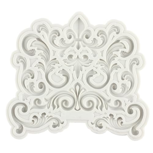 image for YANQINMS Baroque Fondant Mold Curlicues Scroll Lace Silicone Molds Fil
