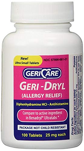 Allergy Relief OTC for Benadryl Ultratabs Diphenhydramine HCL Antihistamine 25mg (2 Pack-200 Total)