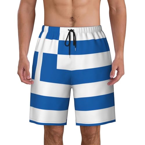 Greek Flag Men Beach Pants â€“ Swim Trunks for Men,Quick-Dry and Comfortable, Suitable for Beach, Surf, and Everyday Wear Black