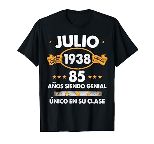 Hombre 85 Años Cumpleaños Regalo Hombre Julio 1938 Julio 85 Años Camiseta