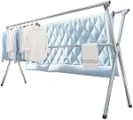VIKAQI Sac de séchage pour vêtements 200CM Intérieur pliant, Vêtements de sac à linge collables, Sac à linge pliable, Toile en acier inoxydable, 20 Crochets 12 Clips