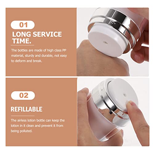 Lurrose Vacuum Container 2Pcs Empty Refill Vacuum Pump Cream Bottle Lotion Vial Bottle Jar Cosmetic Toiletries Liquid Storage Hoder Container Dispenser Portable Shampooer - Image 3