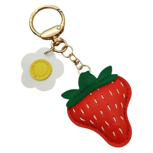Bonitos llaveros de fresa, llavero de fruta, adorable dije de, llavero de felpa de para mujeres y niñas, mochila, bolso, colgante, accesorio de regalo, llavero de decoración