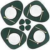 PAKET: 4 Stück große Tischsets aus Leder und 4 Stück Untersetzer werden sorgfältig in einer Kraftbox verpackt.