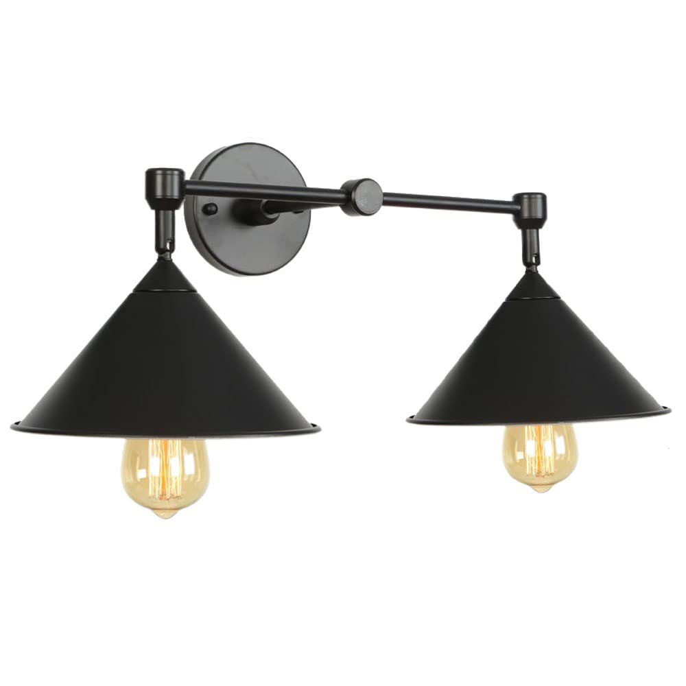 AWEITG Nordic Indoor Wall Light - Retro Metal Sconce for Living Room, Bedroom, and Aisle Decoration E26/E27 Compatible Mount Fixture(Black,21.6in)