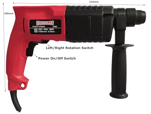 Image of Inditrust Dumdaar 900W Rotary hammer drill machine 20mm WITH 3pc Bit and carrying box (RED)