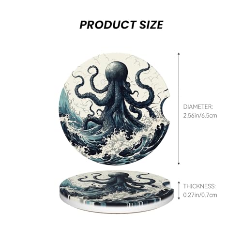 2 Posavasos de cerámica para auto diseño oceánico miniatura 3