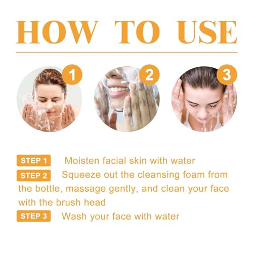 2 Pcs Turmeric Facial Cleanser, Glow Wash Turmeric Face Wash With Brush, Deep Cleansing Exfoliating for Women All Skin.