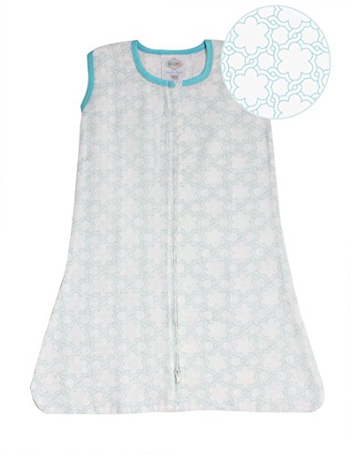 Bacati Floral Muslin Sleeping Bag/Wearable Blanket, Aqua, Small